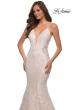 Picture of: Long Mermaid Lace Dress with Back Rhinestone Detail in White Blush, Style: 28355, Detail Picture 19