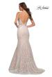 Picture of: Long Mermaid Lace Dress with Back Rhinestone Detail in White Blush, Style: 28355, Detail Picture 20