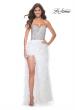 Picture of: Feather Prom Gown with High Slit and Full Rhinestone Strapless Bodice in White Feather, Style: 32165, Main Picture