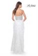 Picture of: Feather Prom Gown with High Slit and Full Rhinestone Strapless Bodice in White Feather, Style: 32165, Back Picture