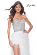 Picture of: Feather Prom Gown with High Slit and Full Rhinestone Strapless Bodice in White Feather, Style: 32165, Detail Picture 1