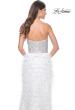 Picture of: Feather Prom Gown with High Slit and Full Rhinestone Strapless Bodice in White Feather, Style: 32165, Detail Picture 2