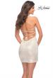 Picture of: Metallic Short Dress with Ruching and Ruffle Skirt in White Gold, Detail Picture 2