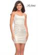 Picture of: Simple Metallic Ruched Jersey Dress with Open Back in White Gold, Detail Picture 3