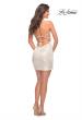 Picture of: Metallic Short Dress with Ruching and Ruffle Skirt in White Gold, Detail Picture 6
