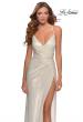 Picture of: Long Metallic Jersey Prom Dress with Knot Detail in White/Gold, Style: 28363, Main Picture