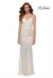 Picture of: Fitted Metallic Jersey Gown with Open Criss Cross Strappy Back in White, Style 29837, Main Picture