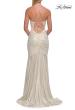 Picture of: Metallic Jersey Mermaid Gown with Draped Cowl Neckline and Lace-Up Back in White Gold, Style: 33412, Detail Picture 8