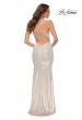 Picture of: Fitted Metallic Jersey Gown with Open Criss Cross Strappy Back in White, Style 29837, Back Picture