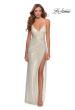 Picture of: Long Metallic Jersey Prom Dress with Knot Detail in White/Gold, Style: 28363, Detail Picture 1