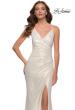 Picture of: Wrap Style Metallic Jersey Gown with Ruching in White Gold, Style 29707, Detail Picture 1
