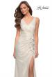 Picture of: Gorgeous Metallic Jersey Gown with Ruffle Detail in White Gold, Style 29759, Detail Picture 1