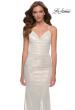 Picture of: Fitted Metallic Jersey Gown with Open Criss Cross Strappy Back in White, Style 29837, Detail Picture 1