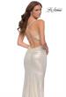 Picture of: Fitted Metallic Jersey Gown with Open Criss Cross Strappy Back in White, Style 29837, Detail Picture 2