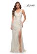 Picture of: Gorgeous Metallic Jersey Gown with Ruffle Detail in White Gold, Style 29759, Detail Picture 4