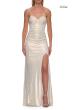 Picture of: Strapless Metallic Gown with Lace Trim and Lace-Up Back in White Gold, Style: 33418, Detail Picture 7