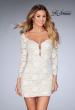 Picture of: Long Sleeve Lace Dress with Deep V Neckline in White, Style: 25038, Main Picture