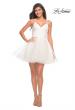 Picture of: Short Fit and Flare Tulle Dress with Open Back in White, Detail Picture 8