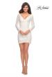Picture of: Long Sequin Sequin Homecoming Dress with V-Neck in White, Style: 29390, Detail Picture 8