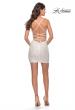 Picture of: Stretch Sequin Fitted Dress with Strappy Lace Up Back in White, Detail Picture 8