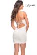 Picture of: Stretch Lace Dress with V Neckline and Lace Up Back in White, Detail Picture 10