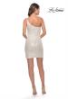 Picture of: Fitted One Shoulder Mini Dress with Slit in White, Style: 30933, Detail Picture 11