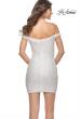 Picture of: Off the Shoulder Sequin Mini with Fringe Beaded Detail in White, Style: 31727, Back Picture