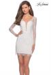 Picture of: Lace Dress with Sheer Sleeves and Scalloped Hem in White, Style: 28233, Detail Picture 1