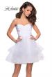 Picture of: Short Homecoming Dress with Tiered Tulle Skirt in White, Style: 26654, Detail Picture 2