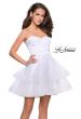 Picture of: Short Homecoming Dress with Tiered Tulle Skirt in White, Style: 26654, Detail Picture 4