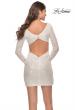 Picture of: Long Sleeve Sequin Dress with Ruching and Open Back in White, Style: 30951, Detail Picture 4