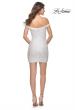 Picture of: Off the Shoulder Sequin Mini with Fringe Beaded Detail in White, Style: 31727, Detail Picture 4