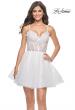 Picture of: Short Dress with Flared Skirt and Sheer Lace Bodice in White, Style: 31769, Detail Picture 4