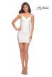 Picture of: Open Back Jersey Dress with Ruching and V Neck in White, Detail Picture 6