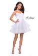 Picture of: Short Homecoming Dress with Tiered Tulle Skirt in White, Style: 26654, Detail Picture 7