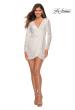 Picture of: Long Sleeve Sequin Dress with Faux Wrap Skirt in White, Style: 28316, Detail Picture 7