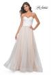 Picture of: Pearl Tulle A-Line with Strapless Satin Bustier Top in White Nude, Style: 32149, Main Picture