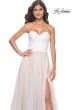 Picture of: Pearl Tulle A-Line with Strapless Satin Bustier Top in White Nude, Style: 32149, Detail Picture 1