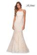 Picture of: Lace Prom Dress with Rhinestones and Strappy Back in White Nude, Style 28140, Detail Picture 5