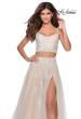 Picture of: Long Two Piece Tulle Gown with Floral Embroidery in White Nude, Style: 28271, Detail Picture 5