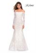 Picture of: Off the Shoulder Long Sleeve Lace Prom Gown in White, Style: 26393, Main Picture
