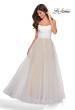 Picture of: White A-line Gown with Pearl Detail and Tie Up Back in White, Style: 28764, Main Picture