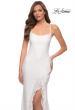 Picture of: Stretch Lace Dress with Ruffle Skirt Detail and Slit in White, Style 29650, Detail Picture 8