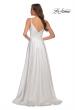 Picture of: Long Satin Dress with Side Slit and V Shaped Back in White, Style: 28607, Detail Picture 10