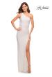 Picture of: One Shoulder Luxurious Soft Sequin Dress with Slit in White, Style: 30562, Detail Picture 10