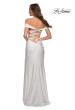 Picture of: Off the Shoulder Prom Dress with Tie Back and Slit in White, Style: 28506, Detail Picture 11