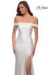 Picture of: Off the Shoulder Prom Dress with Tie Back and Slit in White, Style: 28506, Detail Picture 12