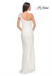 Picture of: One Shoulder Jersey Gown with Feather Detail in White, Style: 32076, Detail Picture 14