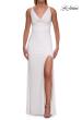 Picture of: Cowl Neck Jersey Gown with Open Back and High Slit in White, Style: 33299, Detail Picture 17