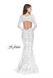 Picture of: Long Sleeve Lace Mermaid Prom Dress with Metallic Beads in White, Style: 25607, Back Picture